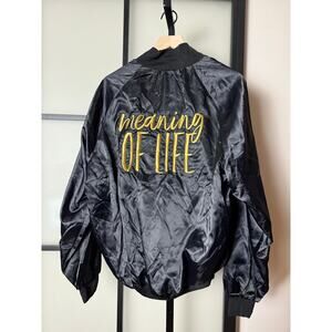 Kelly Clarkson Black Bomber Tour Jacket Embroidered "Meaning Of Life" Size Large